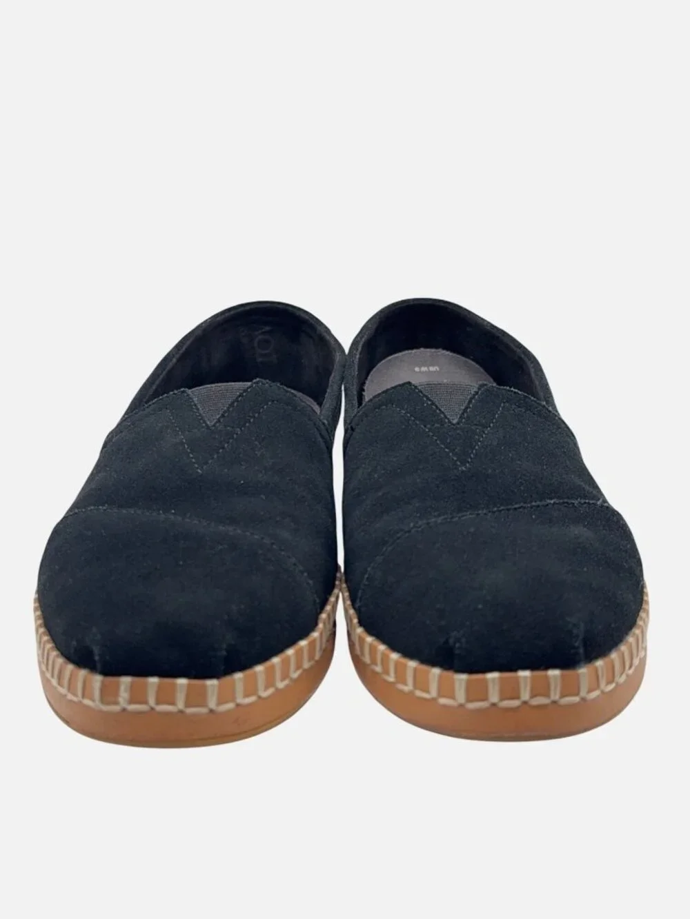 TOMS Alpargata Leather Wrap Black Suede Slip On Flats Espadrille 9